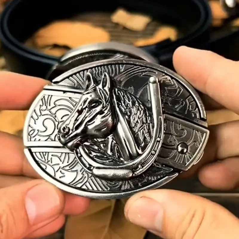 Western Style Silver Cowboy Belt Buckle