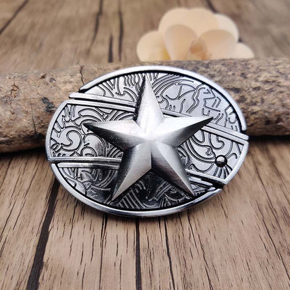Western Style Silver Cowboy Belt Buckle