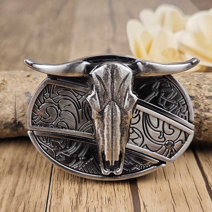 Western Style Silver Cowboy Belt Buckle
