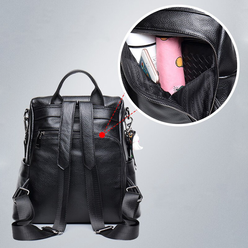 Secure Anti-Theft Leather Backpack