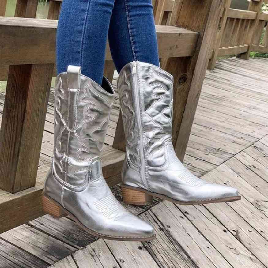 Western Style Ankle Cowboy Boots - Fesara