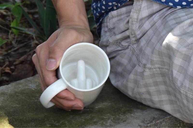 Funny Prankster Middle Finger Coffee Mug