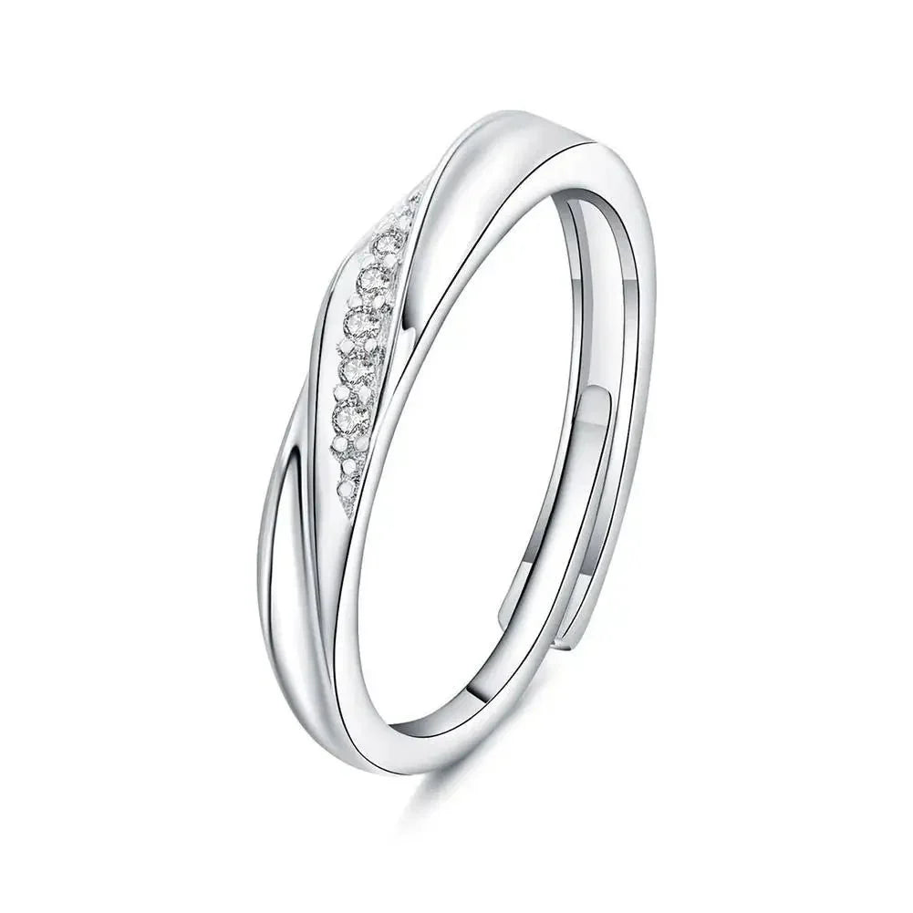 Simple Wave Pattern His Hers Rings