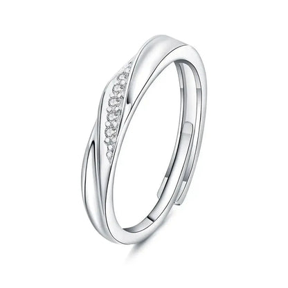 Simple Wave Pattern His Hers Rings