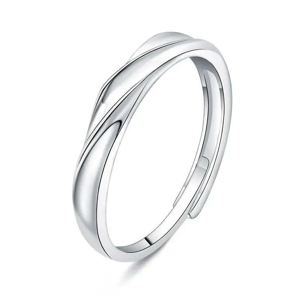 Simple Wave Pattern His Hers Rings - Fesara