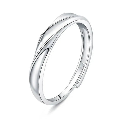Simple Wave Pattern His Hers Rings - Fesara