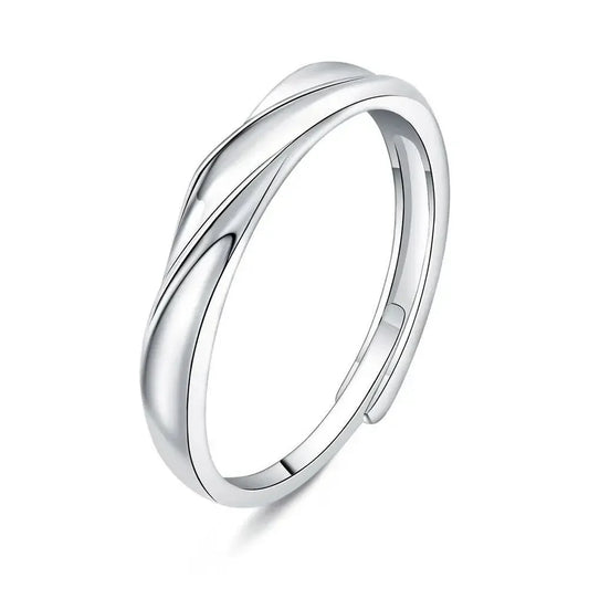 Simple Wave Pattern His Hers Rings - Fesara