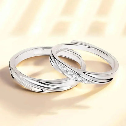 Simple Wave Pattern His Hers Rings