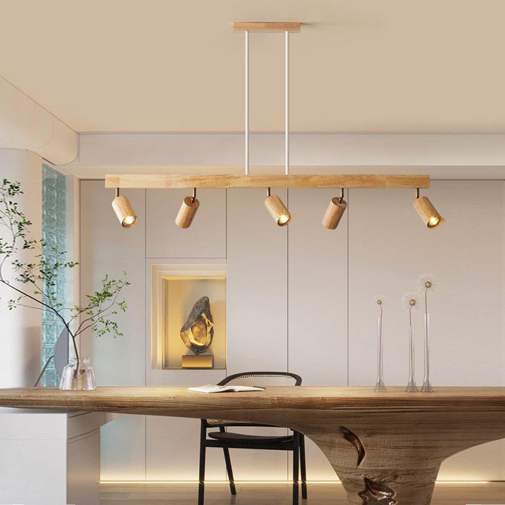 Natural Wood Adjustable Ceiling Light Fixture