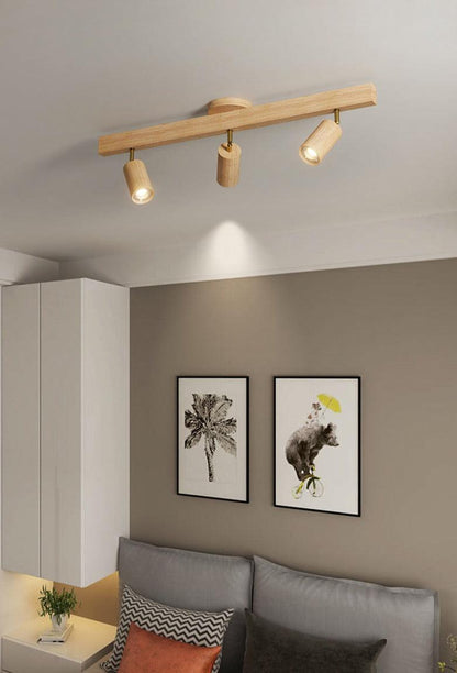 Natural Wood Adjustable Ceiling Light Fixture