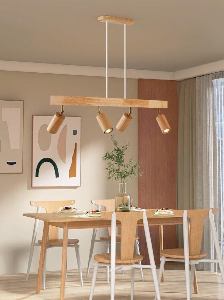Natural Wood Adjustable Ceiling Light Fixture