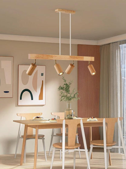 Natural Wood Adjustable Ceiling Light Fixture