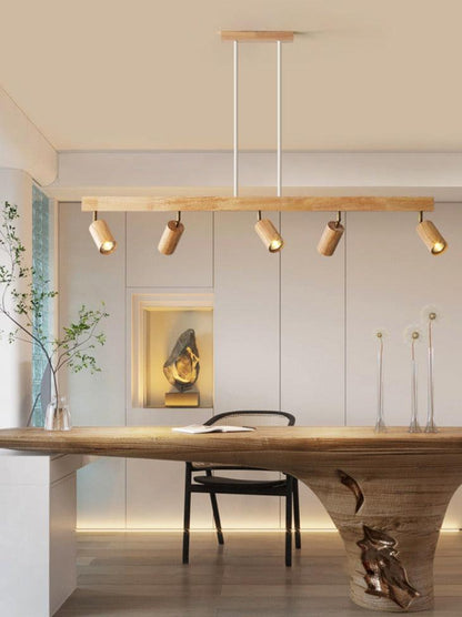 Natural Wood Adjustable Ceiling Light Fixture