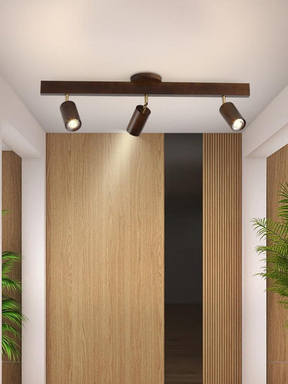 Natural Wood Adjustable Ceiling Light Fixture