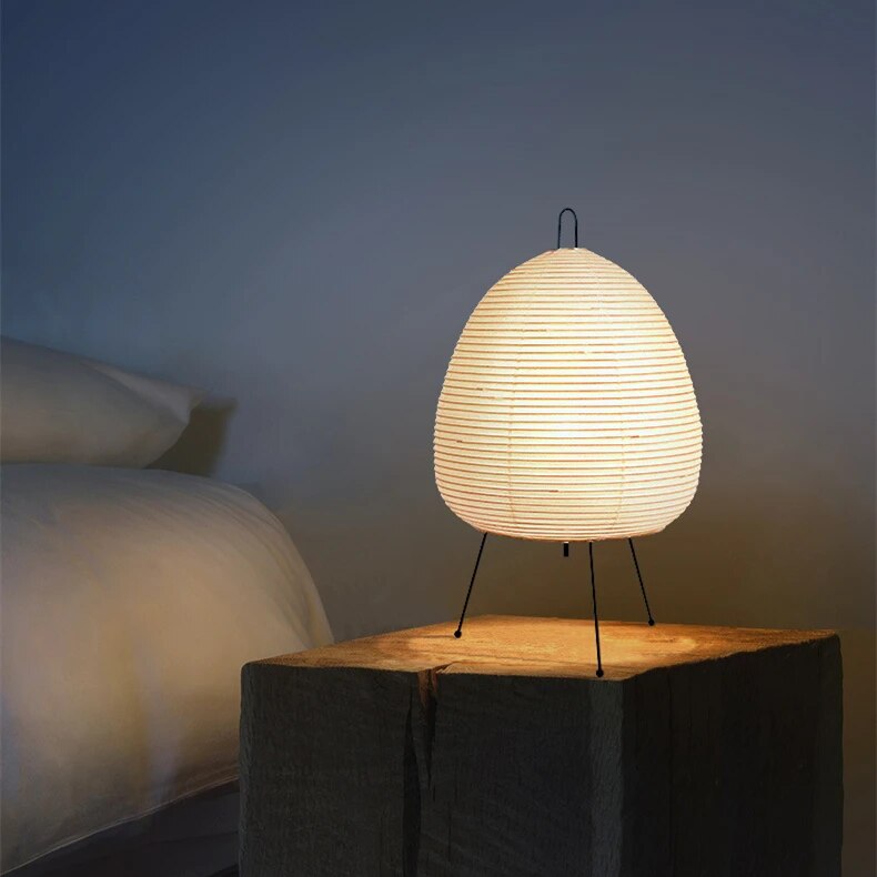 Traditional Round Paper Table Lamp with Warm Soft Light - Fesara