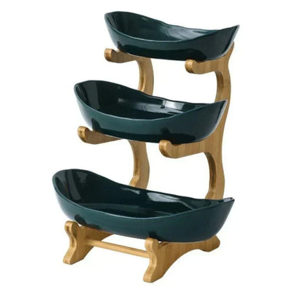 Natural Bamboo Storage Fruit Bowl with Adjustable Layers