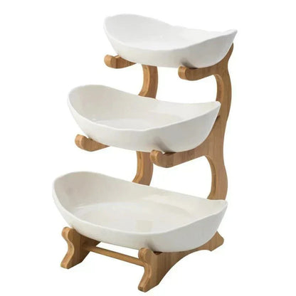 Natural Bamboo Storage Fruit Bowl with Adjustable Layers