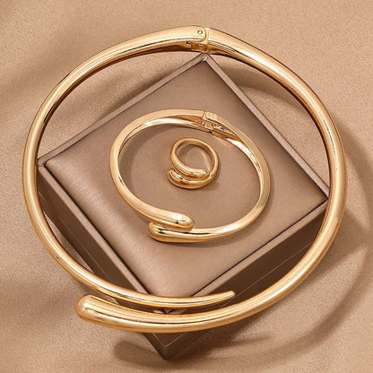 Elegant Wrap Choker Jewelry Set Necklace Bracelet Ring