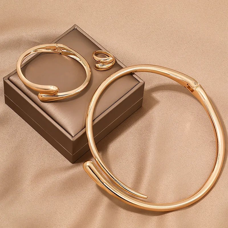 Elegant Wrap Choker Jewelry Set Necklace Bracelet Ring