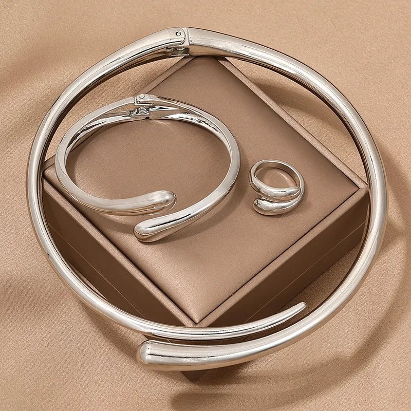 Elegant Wrap Choker Jewelry Set Necklace Bracelet Ring
