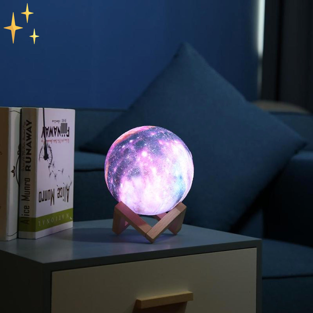 Soft Glow Moon Lamp with Remote and Wood Base
