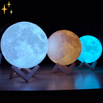 Soft Glow Moon Lamp with Remote and Wood Base