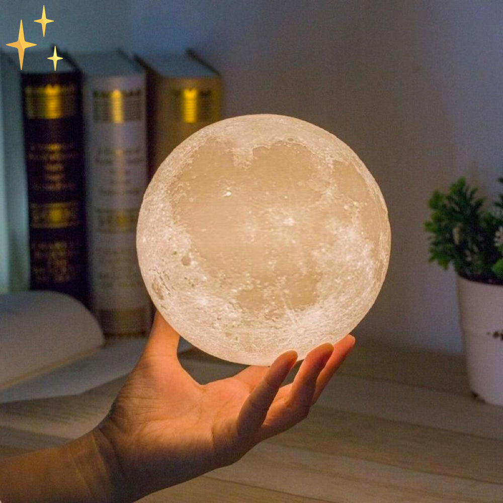 Soft Glow Moon Lamp with Remote and Wood Base