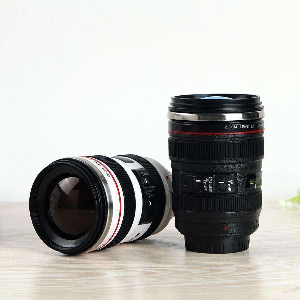 Travel Camera Lens Shaped Coffee Mug Stainless Steel - Fesara