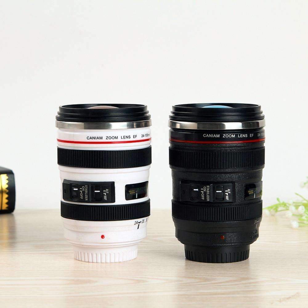 Travel Camera Lens Shaped Coffee Mug Stainless Steel