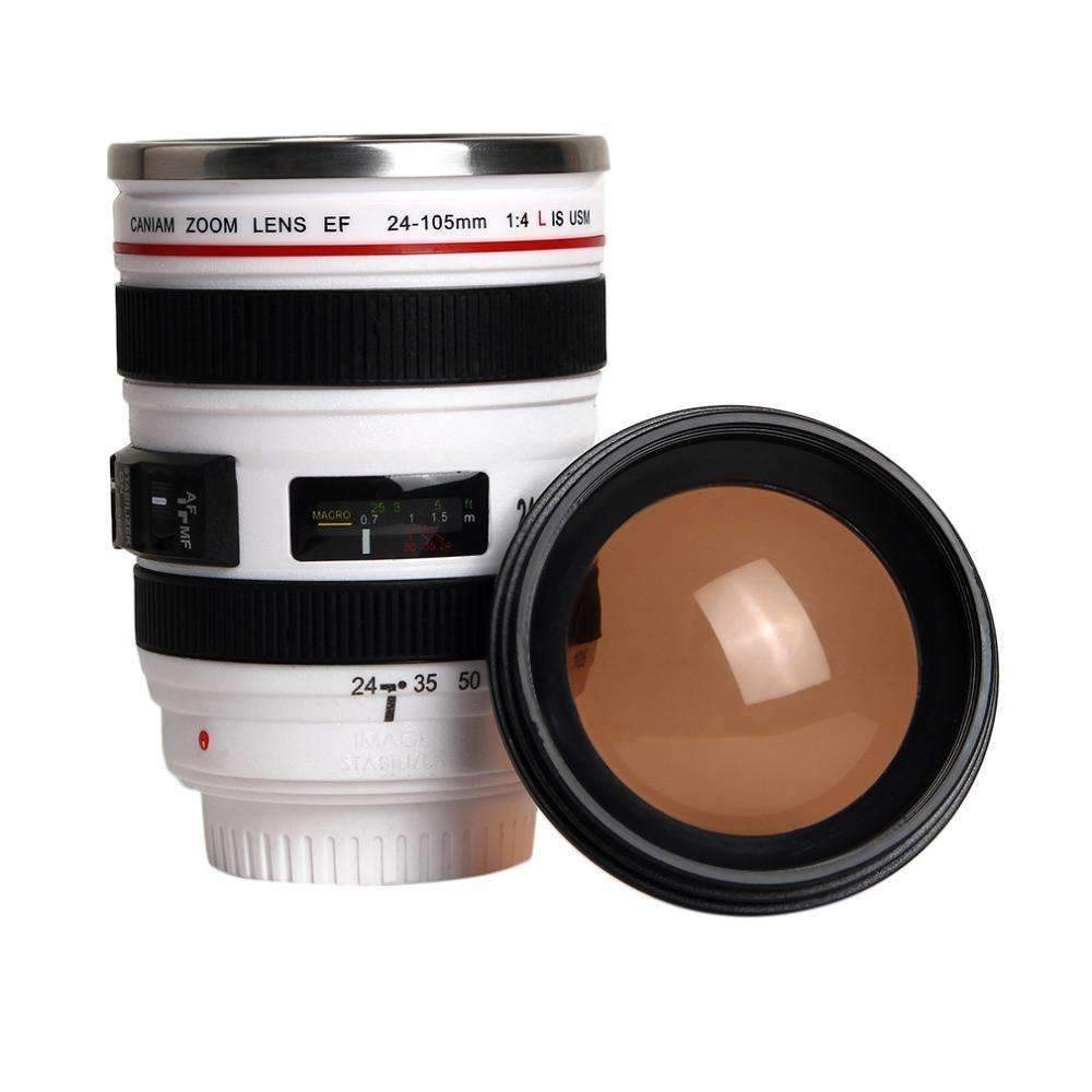 Travel Camera Lens Shaped Coffee Mug Stainless Steel