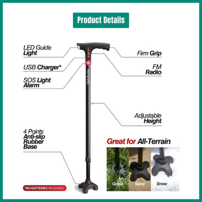Multi - Functional LED Folding Cane - Folding Cane - Wild Eye Vision