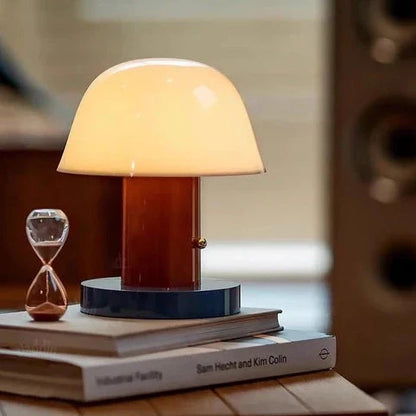 Natural Glow Wooden Mushroom Desk Lamp