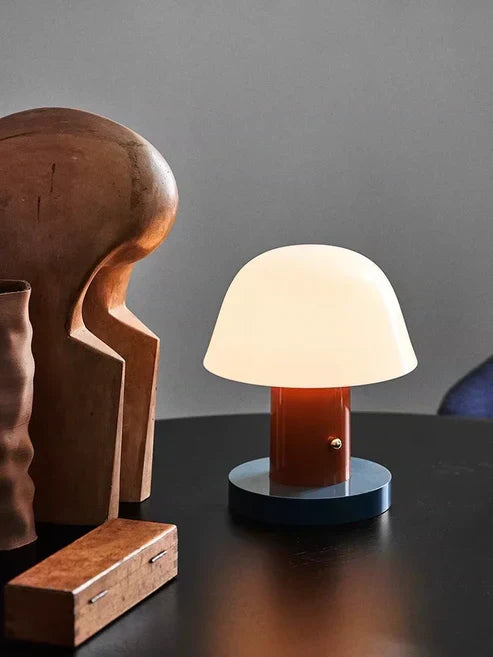 Natural Glow Wooden Mushroom Desk Lamp