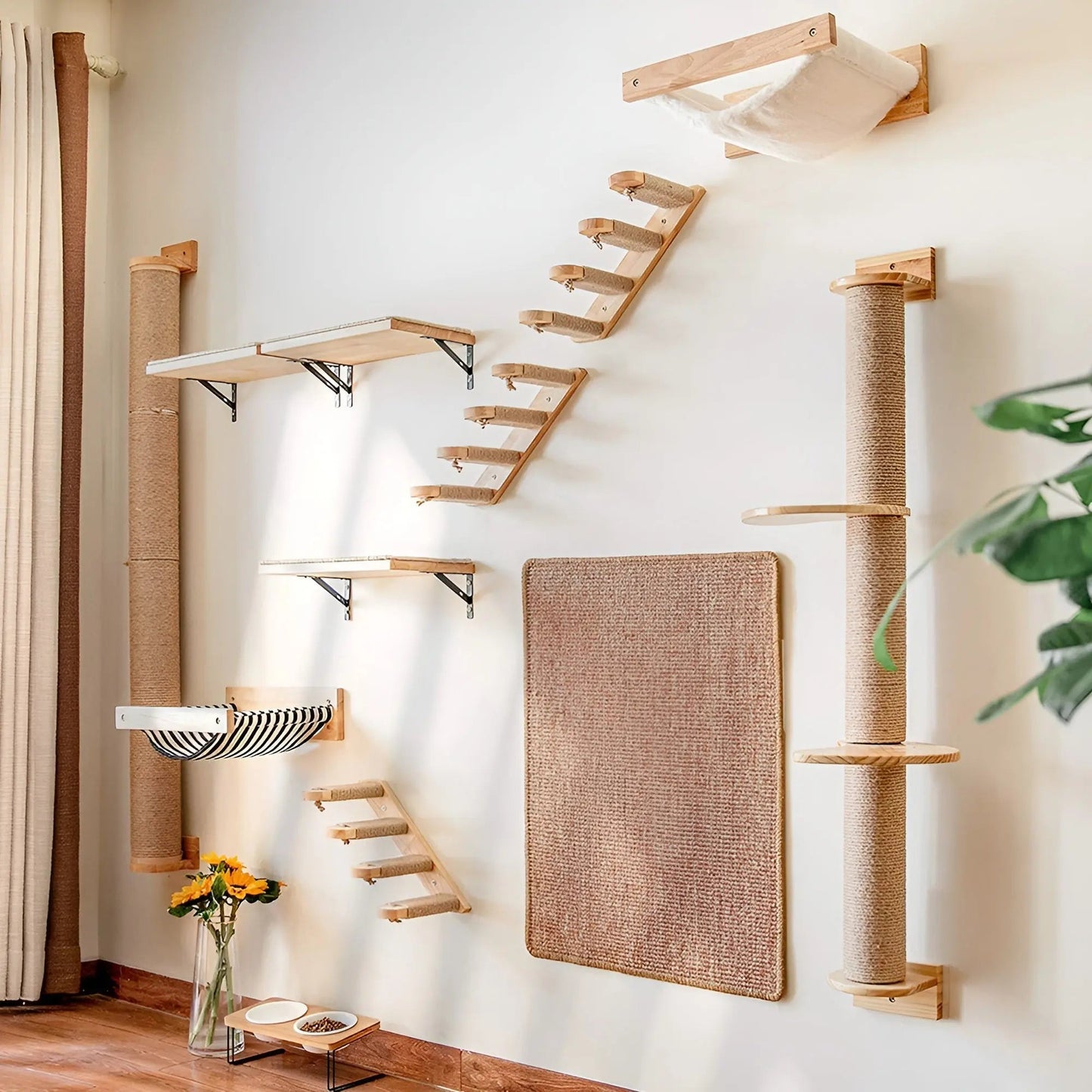 Cat Climbing Wall Shelf with Scratch Post