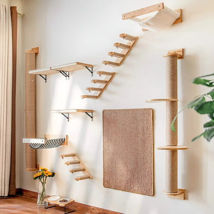 Cat Climbing Wall Shelf with Scratch Post