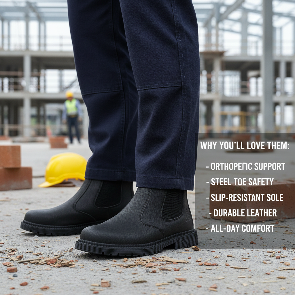 Durable Leather Steel Toe Work Boots