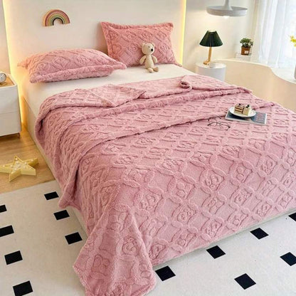 Green Leaf Pattern Fleece Blanket - Fesara