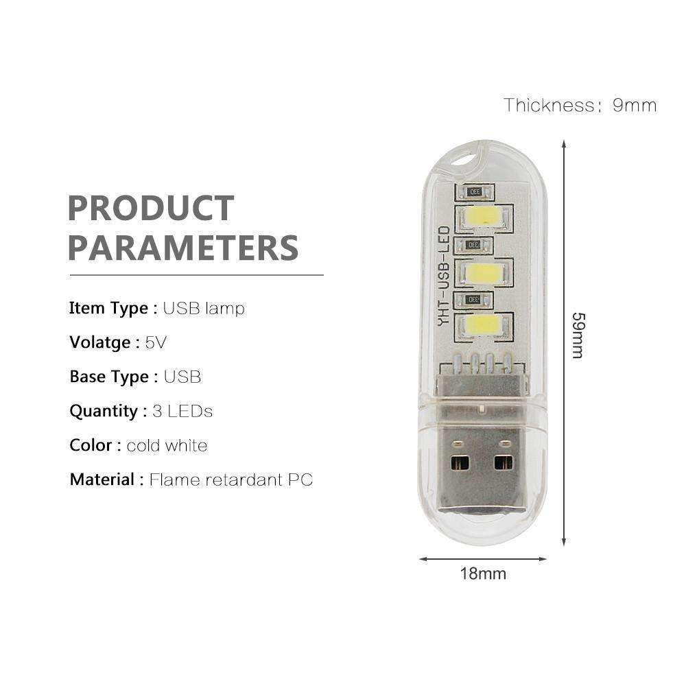 Compact USB LED Bedside Lamp - Bright White Light - Fesara