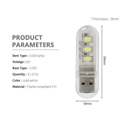Compact USB LED Bedside Lamp - Bright White Light - Fesara