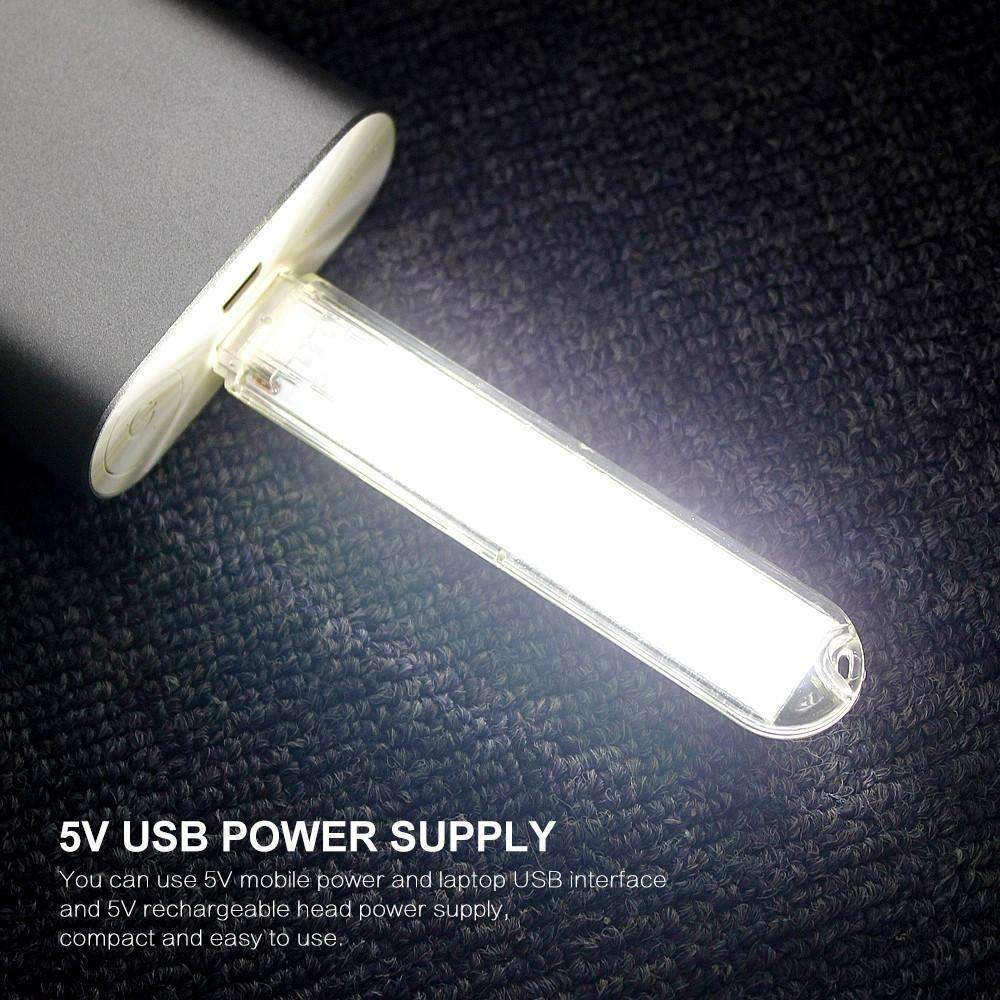 Compact USB LED Bedside Lamp - Bright White Light
