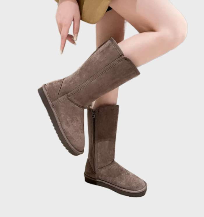 Cozy Waterproof Suede Ankle Boots with Side Zip