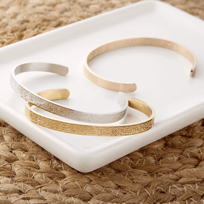 Simple Stainless Steel Bangle with Prayer Engraving