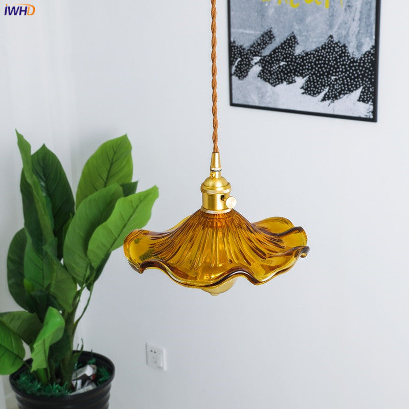 Modern Colourful Glass Copper Pendant Light