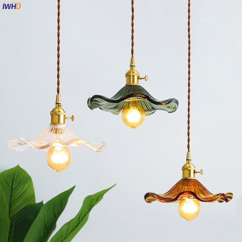Modern Colourful Glass Copper Pendant Light
