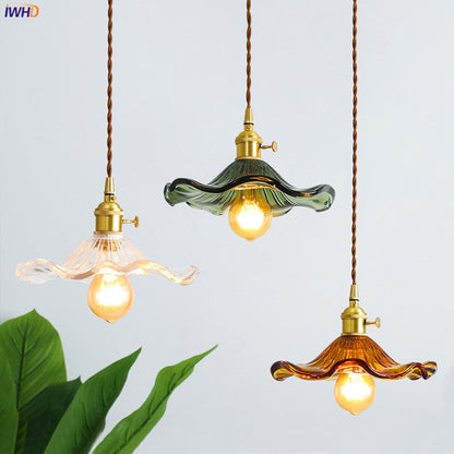 Modern Colourful Glass Copper Pendant Light