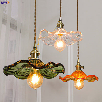 Modern Colourful Glass Copper Pendant Light