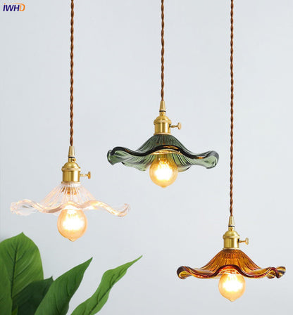 Modern Colourful Glass Copper Pendant Light