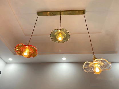 Modern Colourful Glass Copper Pendant Light