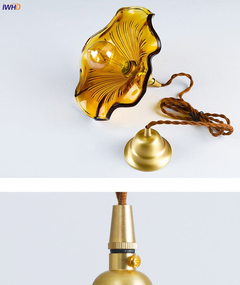 Modern Colourful Glass Copper Pendant Light
