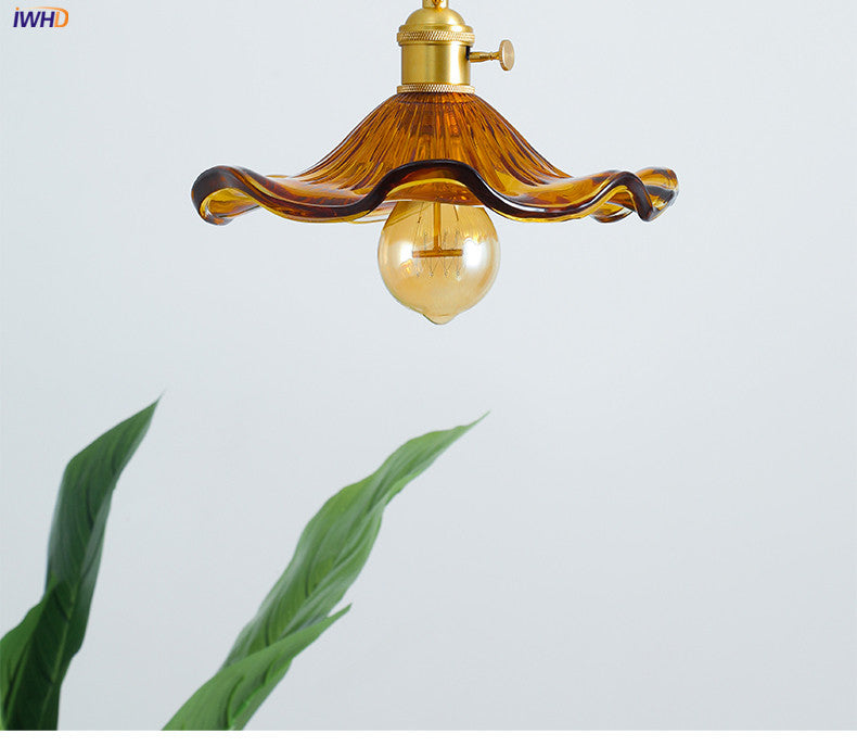 Modern Colourful Glass Copper Pendant Light